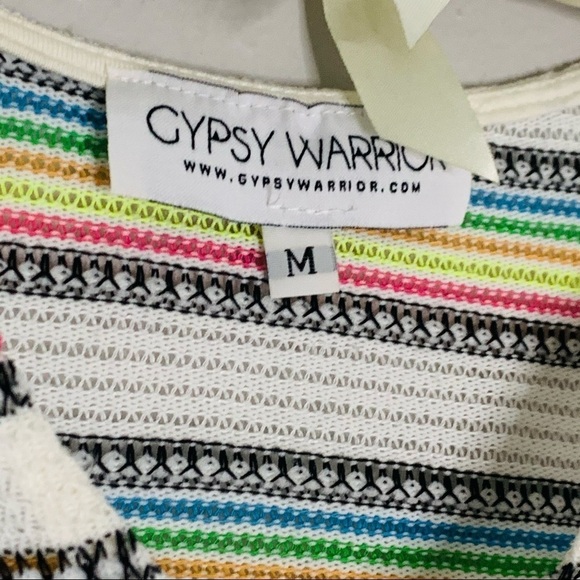 Gypsy Warrior rainbow stripe open weave pullover medium women’s top - Picture 3 of 5